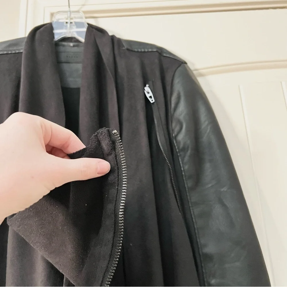 Blank NYC Vegan Leather Drape Front Asymmetric Zip Jacket